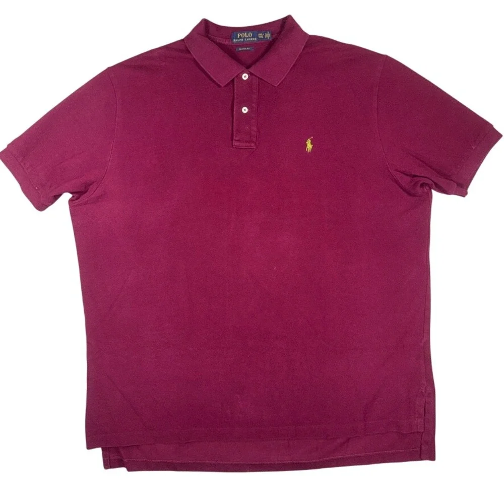 Polo Ralph Lauren Classic Fit Polo Shirt XXL Men Burgundy Cotton Pony Logo